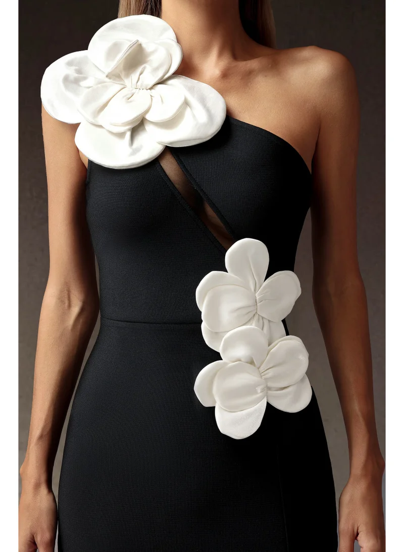 Bella Barnett  Jane Flowers High Slit One Shoulder Bandage Maxi Dress for Women | Best Price UAE